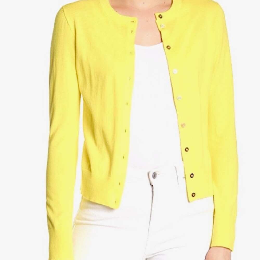 ZARA Crewneck Cardigan in Yellow